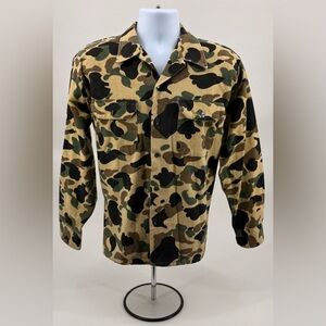 Bellcraft Army Duck Camo Button Down Chamois Flannel Shirt Men's L 16-16.5